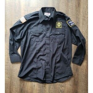 National Patrol Mens 17-17 1/2 34-35 Black Long Sleeve Security Officer Shirt